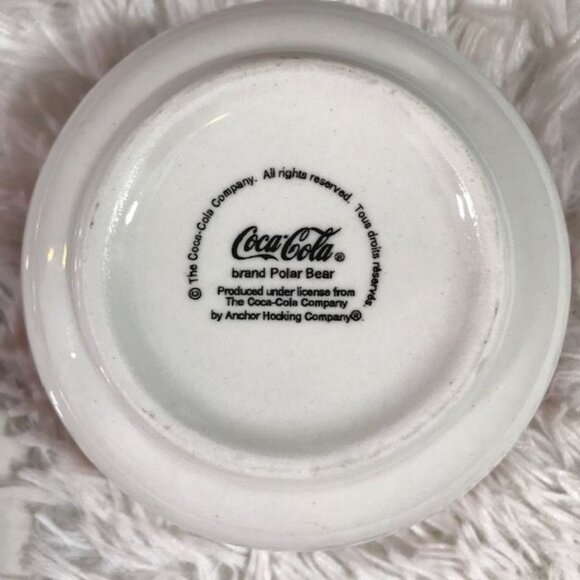 Coca-Cola Vintage 2 Piece Ceramic Chip & Dip Polar Bear Paw Anchor Hocking Set - Picture 8 of 13